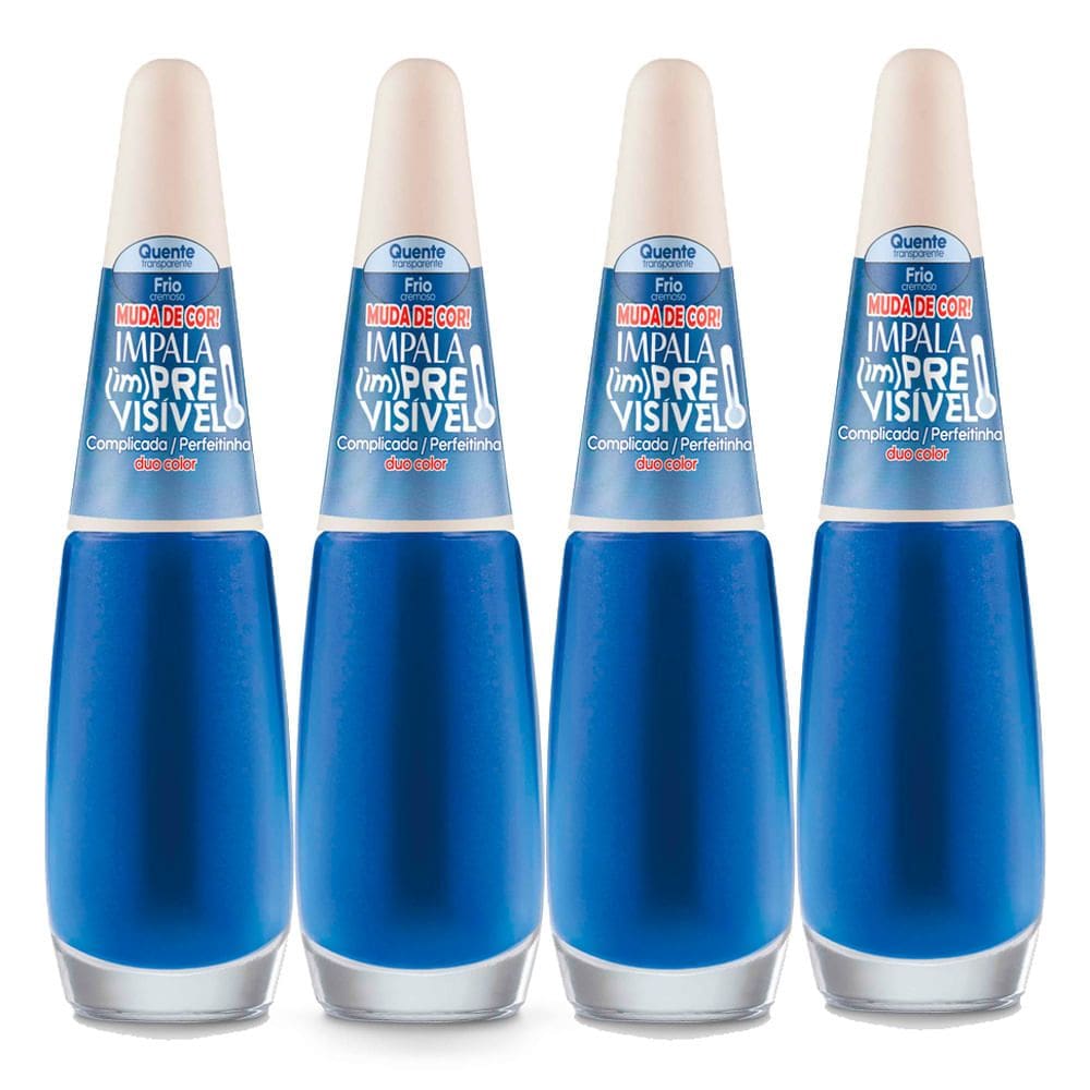 Kit 4 Esmalte Impala im Previsível Duo Color Cremoso Cor Complicada Perfeitinha 7,5ml