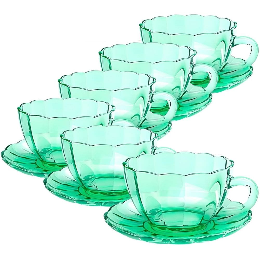 Jogo de xícaras de vidro para café Peach verde 90 ml - 12 peças