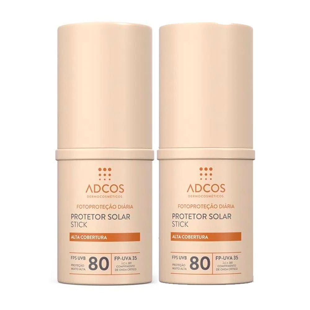 Kit 2 Protetor Solar Adcos Tonalizante Base Stick Peach FPS80 17g