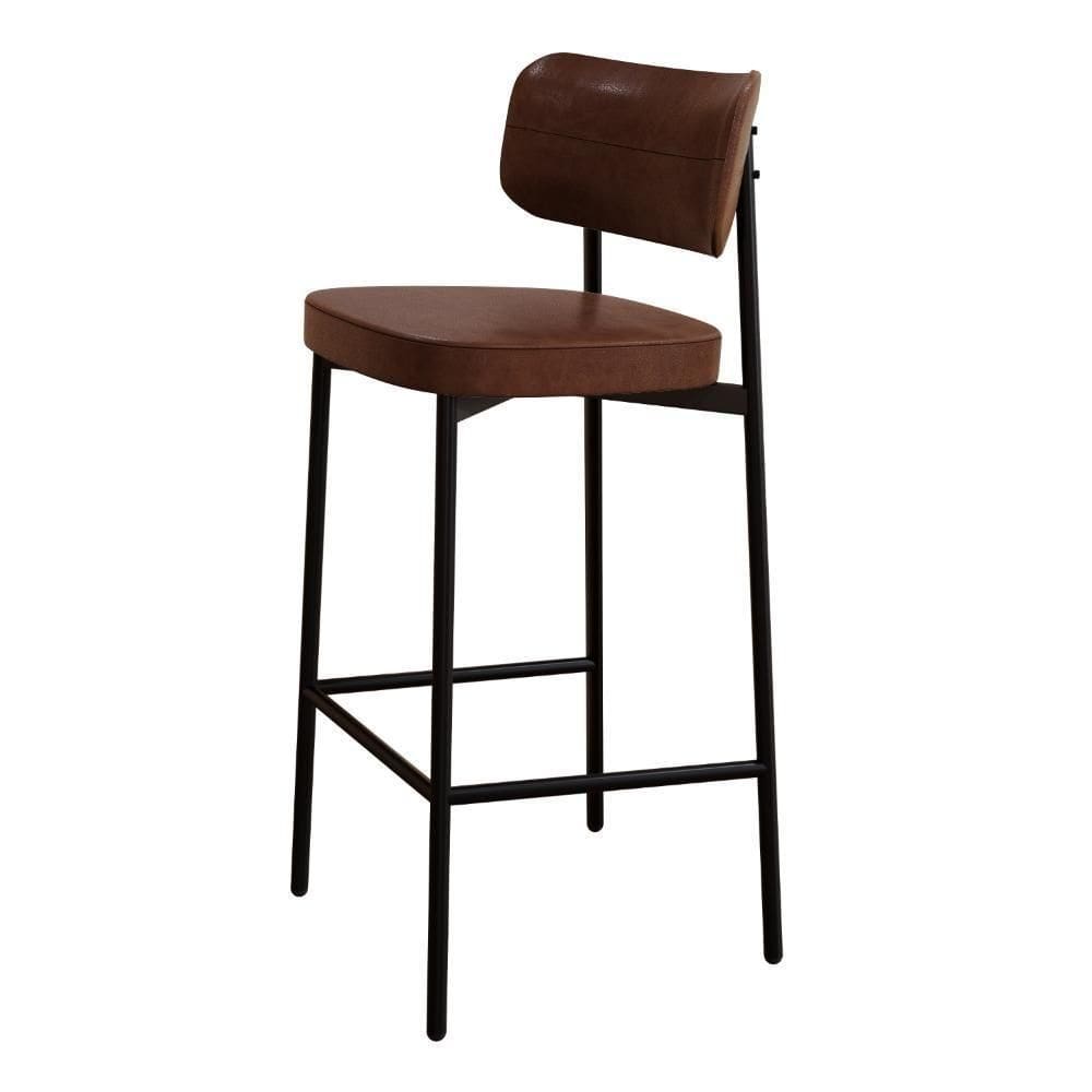 Banqueta Alta Alloa Courino Whisky - Est. Preta Courino Whisky