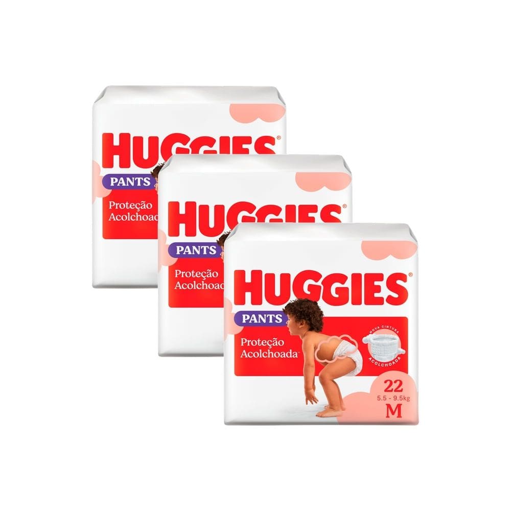 Kit 3 Fralda Roupinha Huggies Supreme Care Tamanho M Pacote Jumbo 22 Unidades Descartáveis