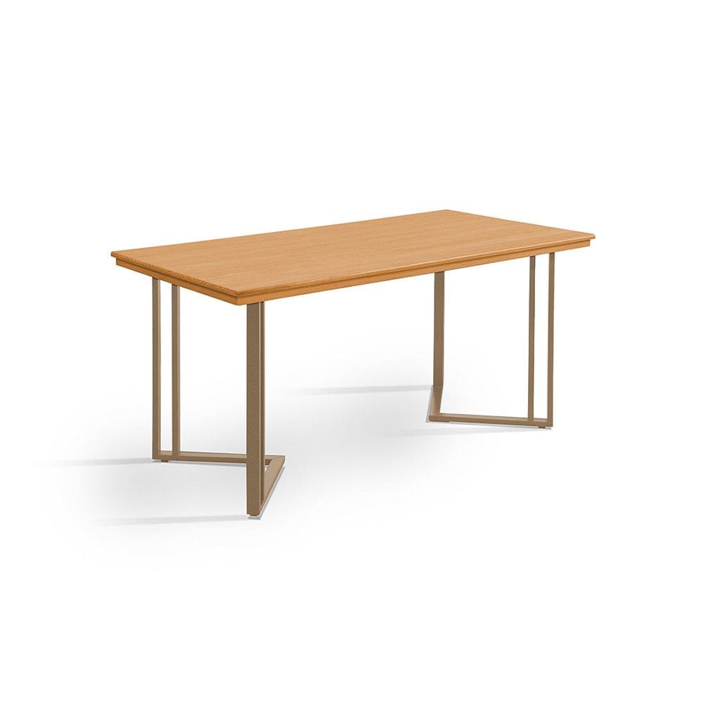 Mesa Retangular 160X80 Alice Tampo Imbuia Em Madeira Base Industrial Champagne