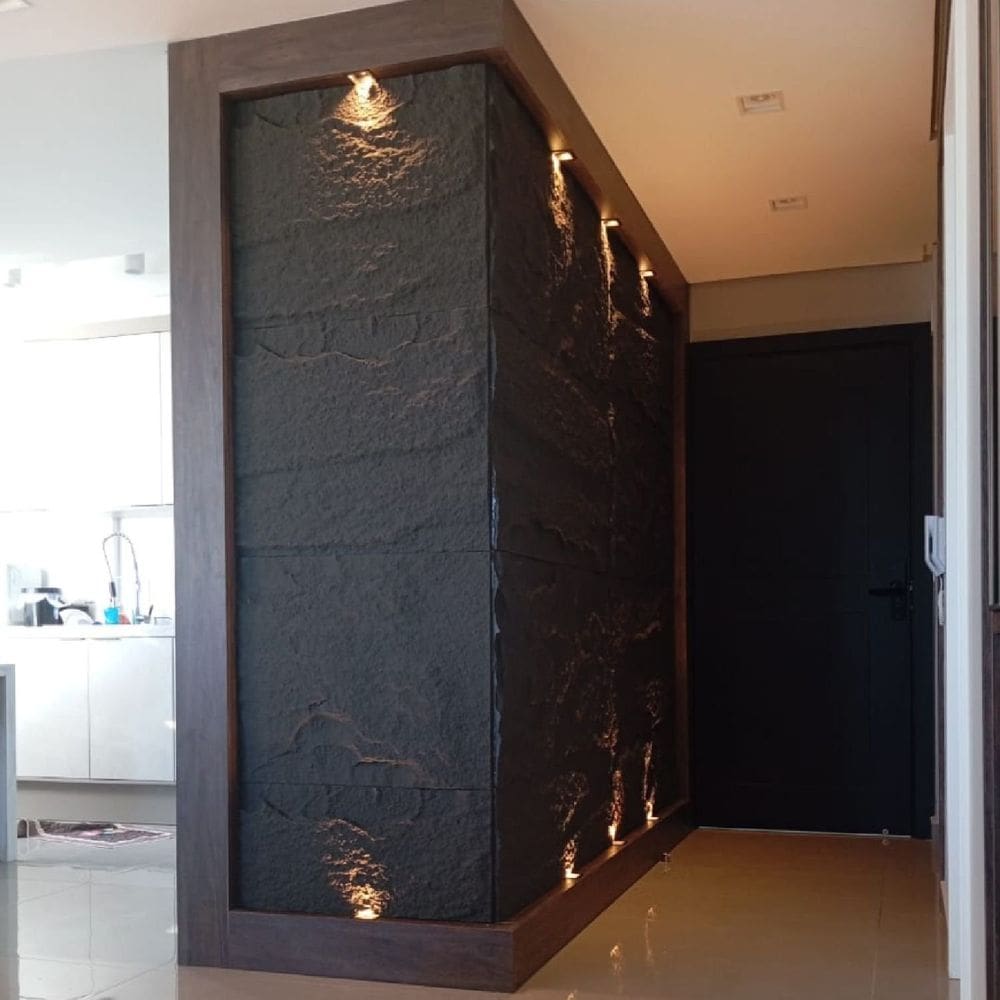 Revestimento de Parede Pedra Leve Decorativa 3d 120cm X 60cm 3cm Formaco Decor Grafite