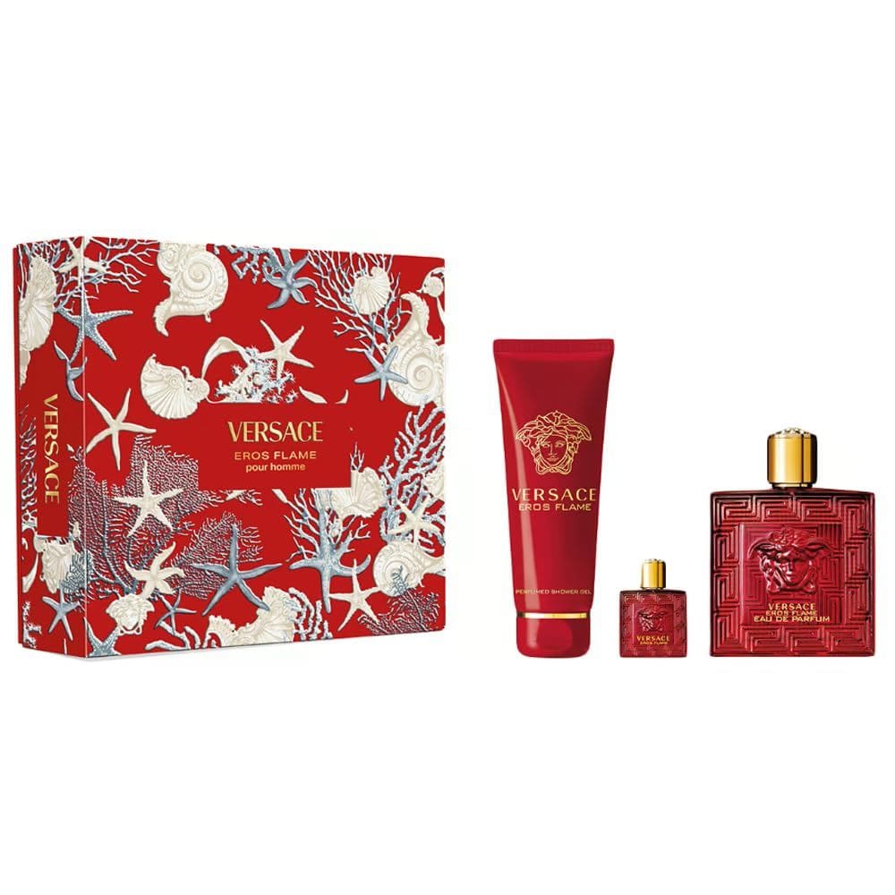 Conjunto de presente Perfume Versace Eros Flame 100ml para homens