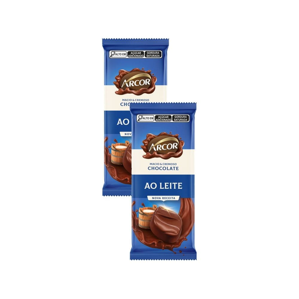 Kit 2 Chocolate Arcor ao Leite 80g