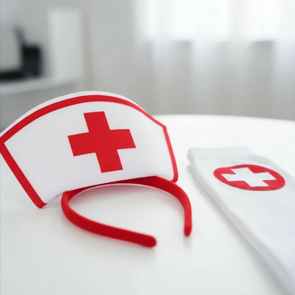 Fantasia De Enfermeira Kit C/ Tiara e Par De Meias Cosplay Festas Eventos