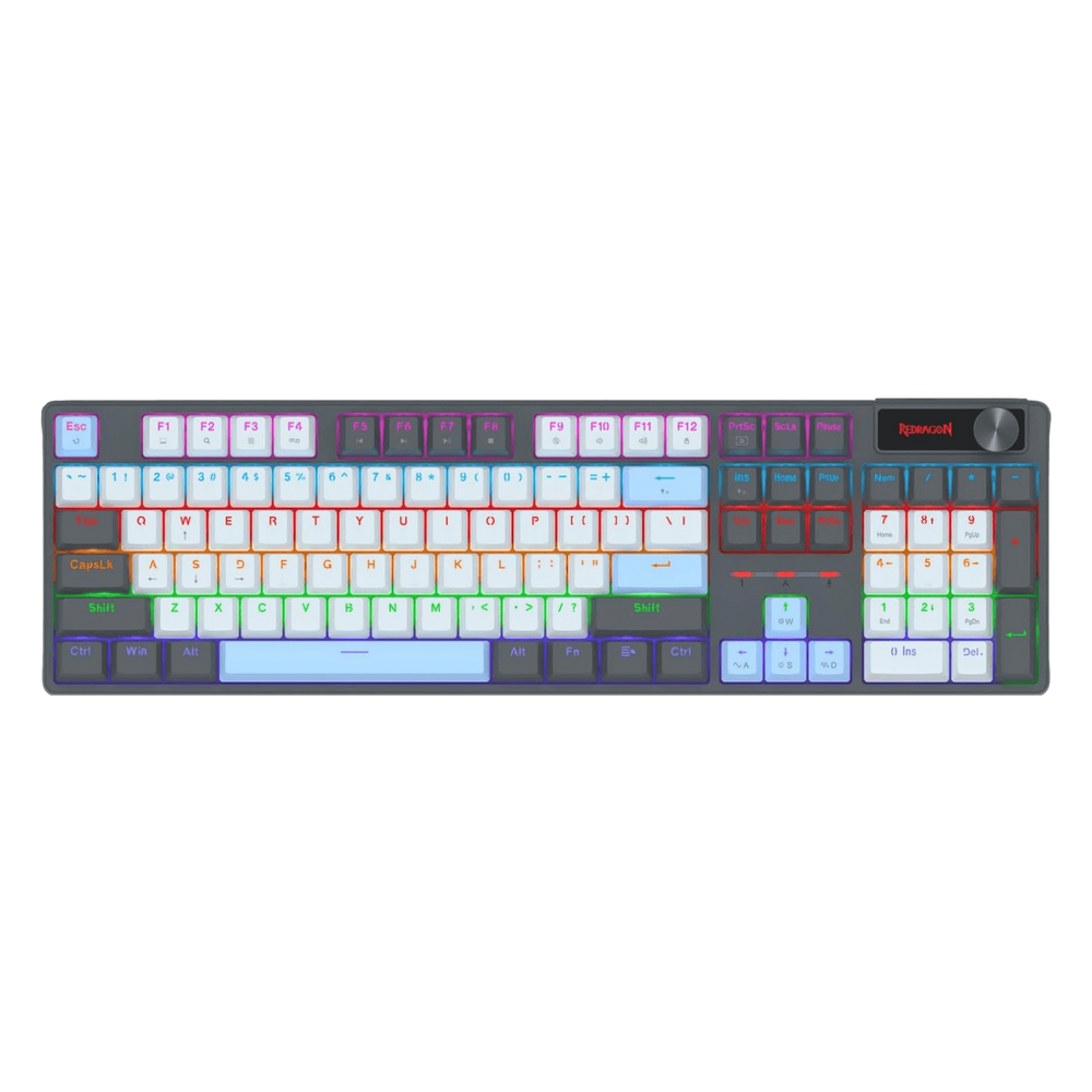 Teclado Redragon Caesura K718GB Rainbow Wired - Cinza