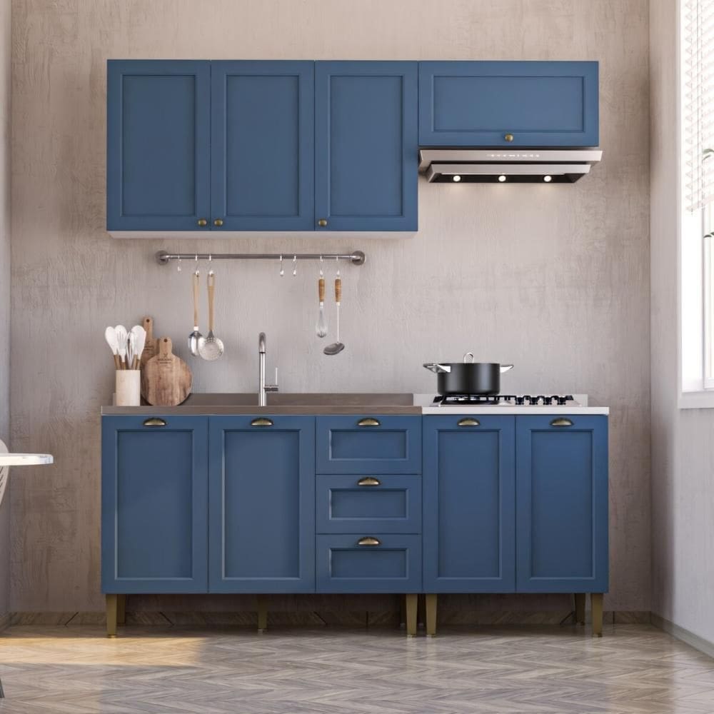 Armário Cozinha Americana Modulada Compacta 190cm com Balcão para Pia Multimóveis CR20494