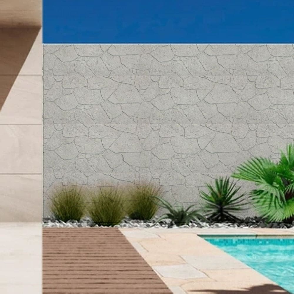 Revestimento de Parede Pedra Leve Decorativa Moledo 120cm X 60cm 3cm Espessura Formaco Decor Cinza Claro