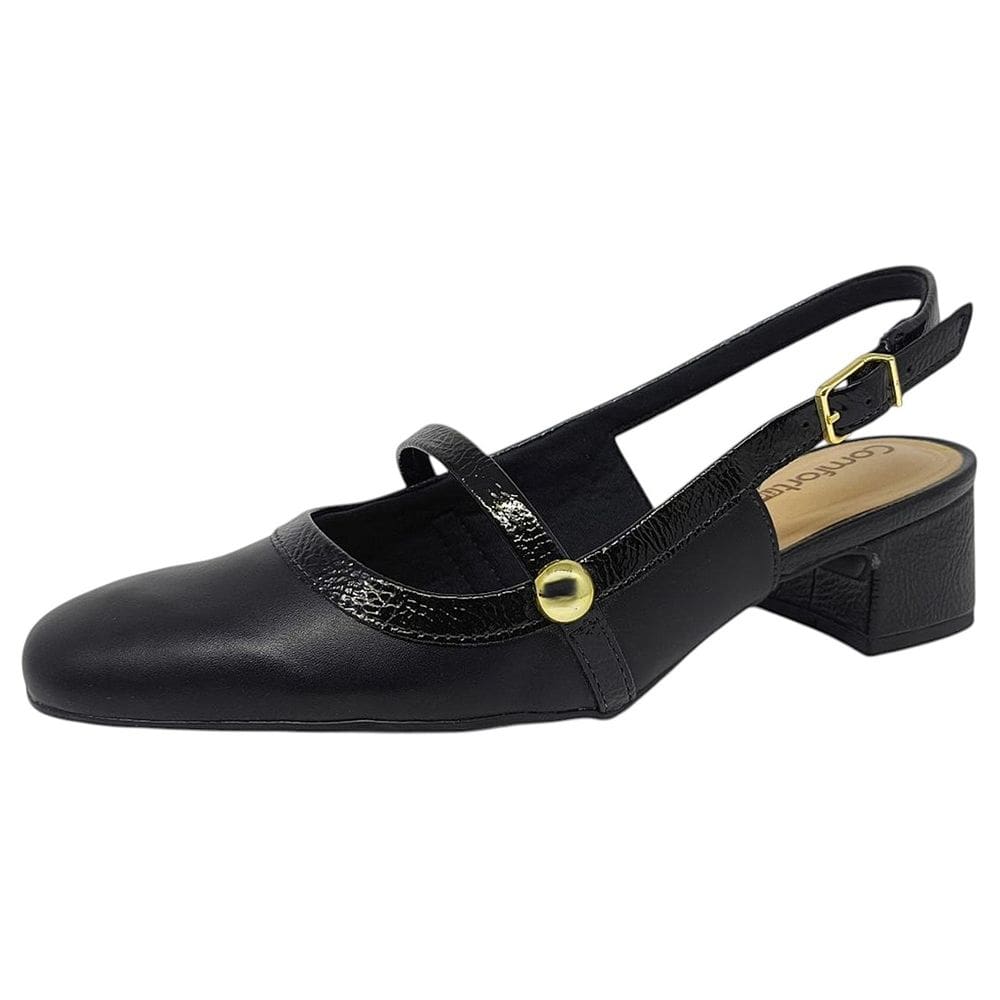 Sapato Slingback Feminino Conforto Salto Baixo Comfortflex