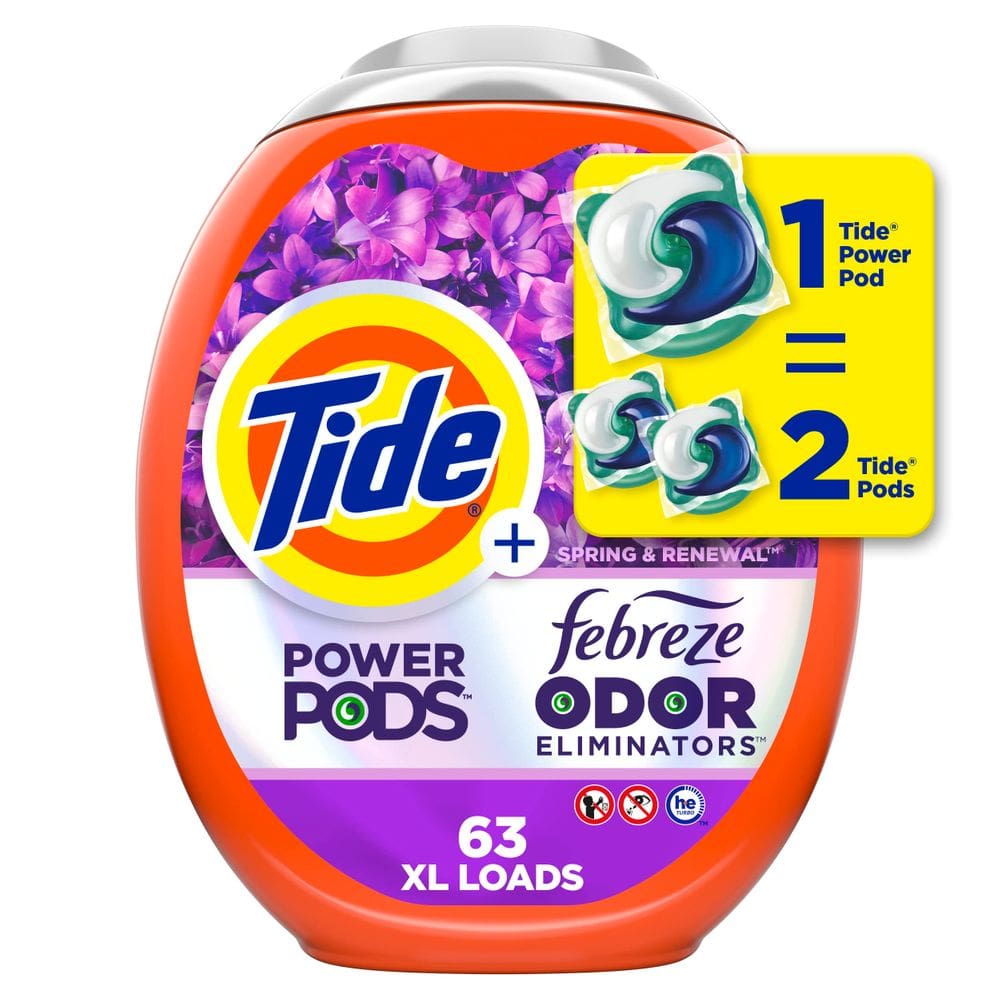 Pacotes de detergente para roupa Tide Power Pods 63 unidades Spring Scent