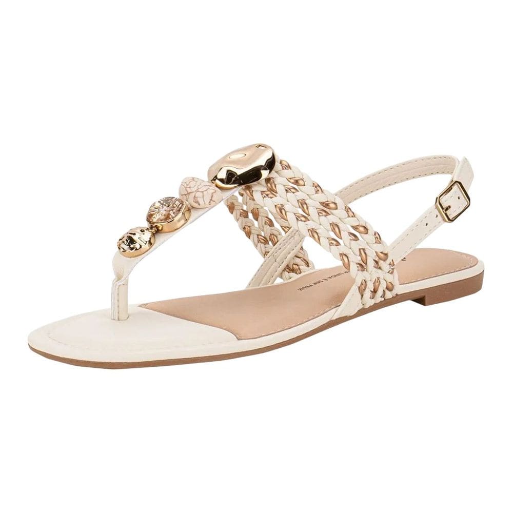 Sandalia Faminina Rasteira Trançada com Pedrarias Dakota