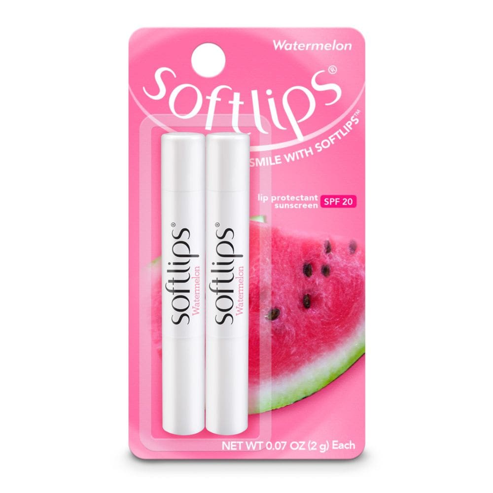 Bálsamo labial Softlips Watermelon SPF 20, pacote com 2 unidades para lábios lisos