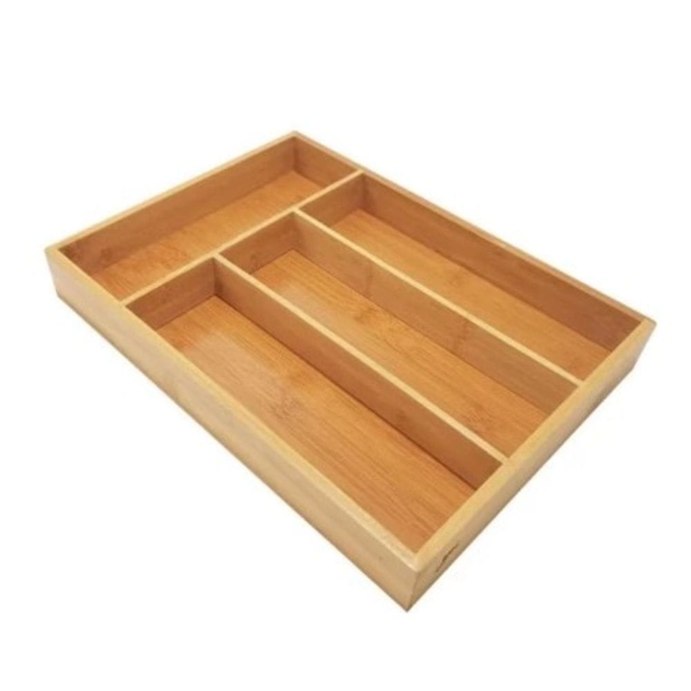 Porta Talher de Bambu p/ Gaveta c/ 4 Divisórias 33cmx22cmx3cm Casita