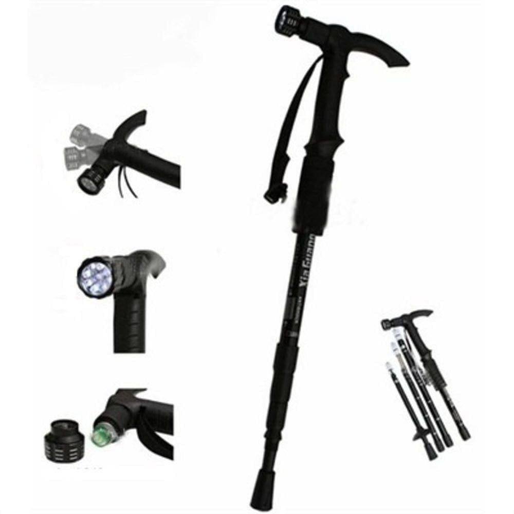 Bengala Ajustável Led Bastão Lanterna Caminhada Cajado Retratil Alumínio Trilha Peregrinacao Multiuso