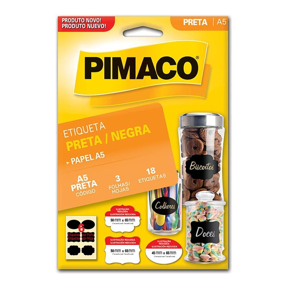 Etiqueta adesiva codificação diversas preta 3 fls Pimaco