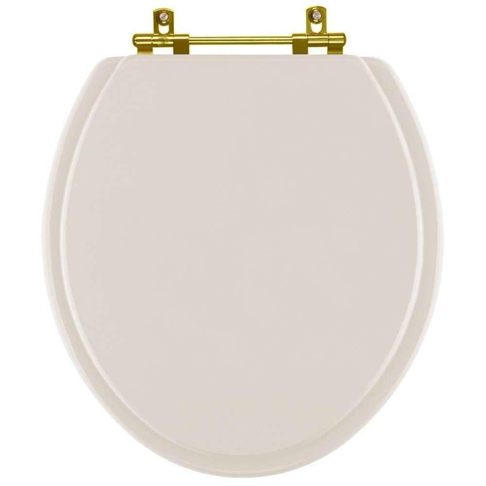 Assento Sanitário Convencional Oval Amendoa para vaso Ideal Standard com Ferragem Dourada