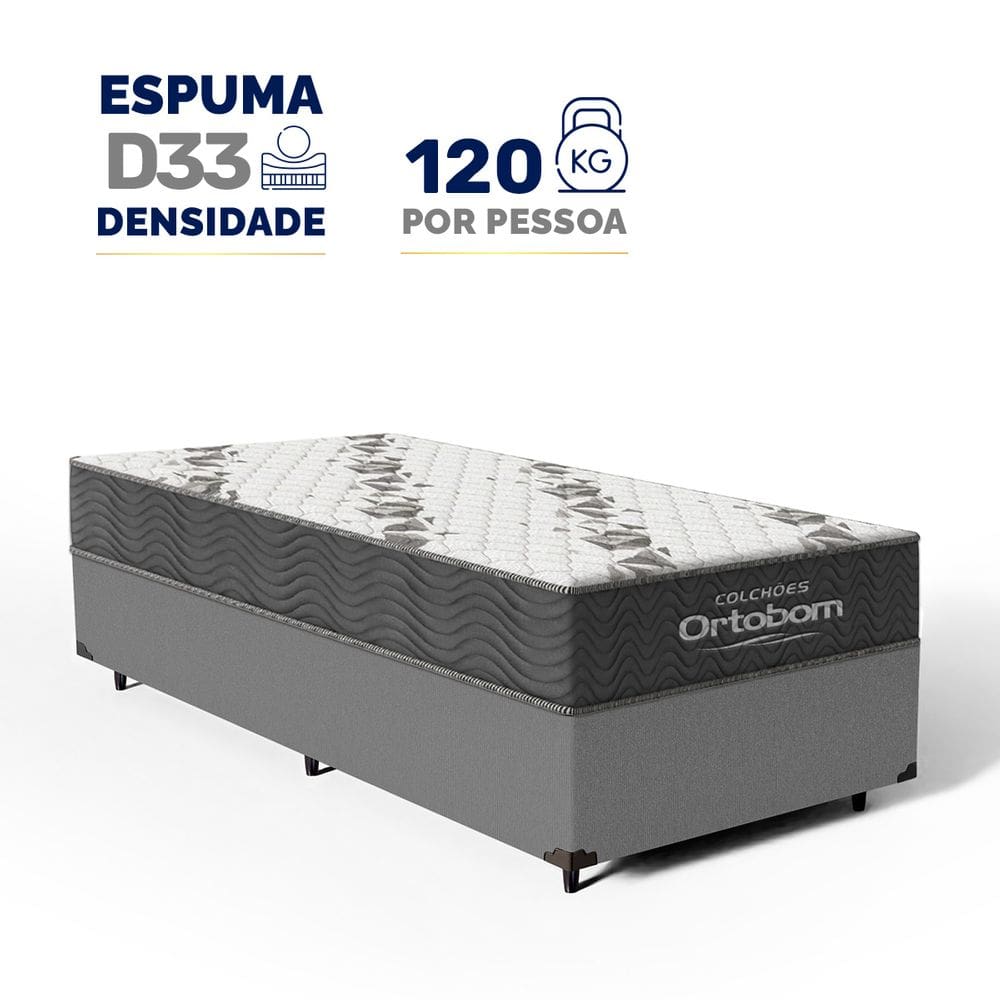 Cama Box com Colchão de Espuma D33 Ortobom Airtech 100 Solteiro 88cm