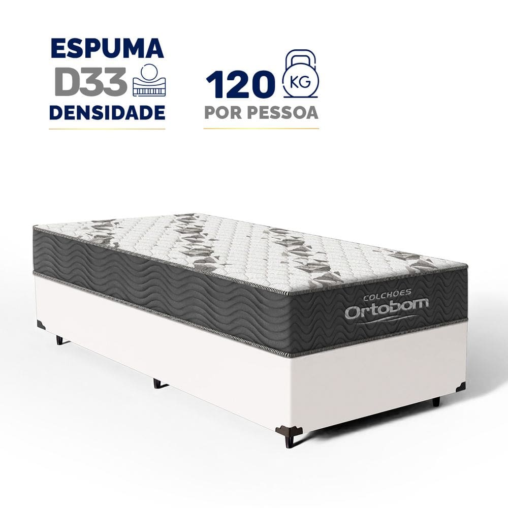Cama Box com Colchão de Espuma D33 Ortobom Airtech 100 Solteiro 88cm