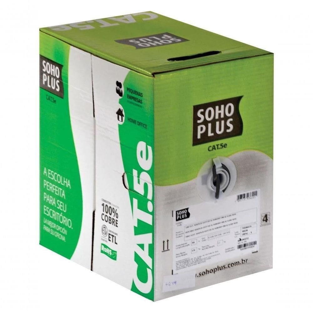 Cabo Lan U-utp Cat.5e 24 Awg 4 Pares Cmx Caixa C- 305 Metros