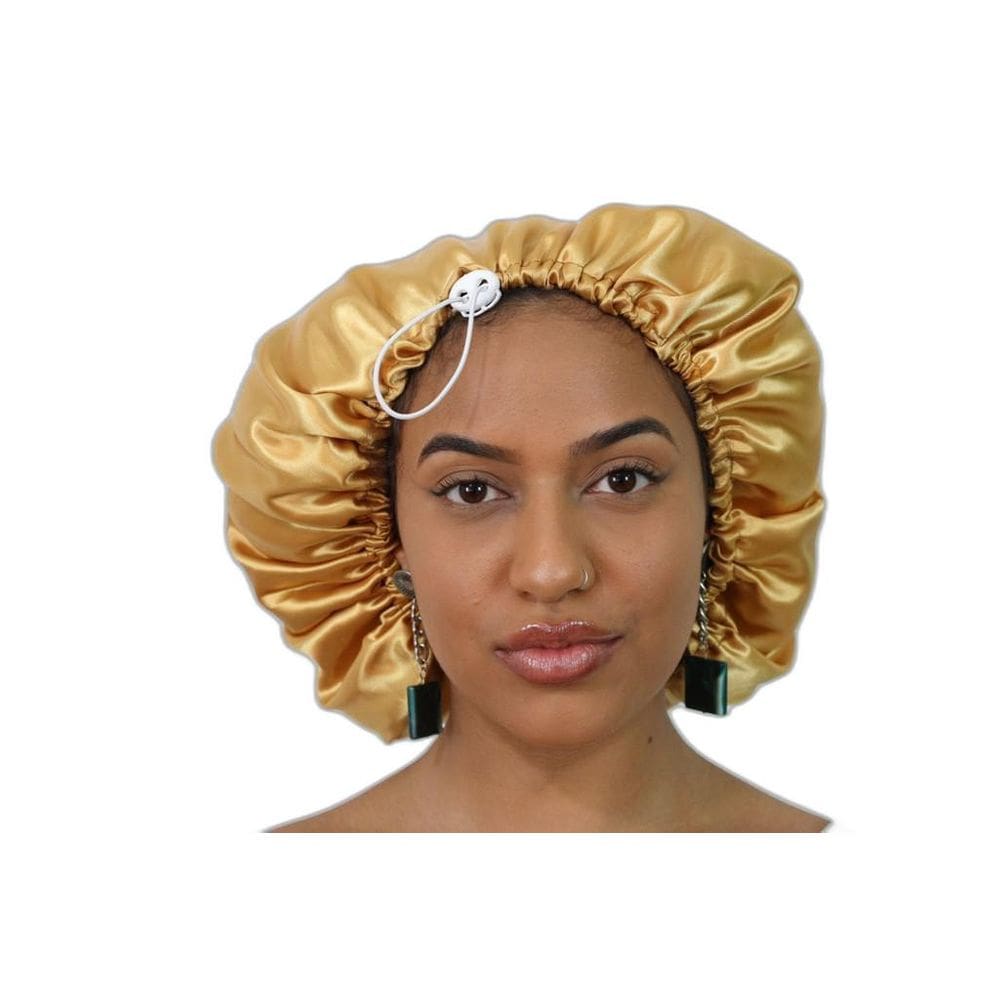 Touca De Cetim Dupla Face Dourada E Branca Ajustável