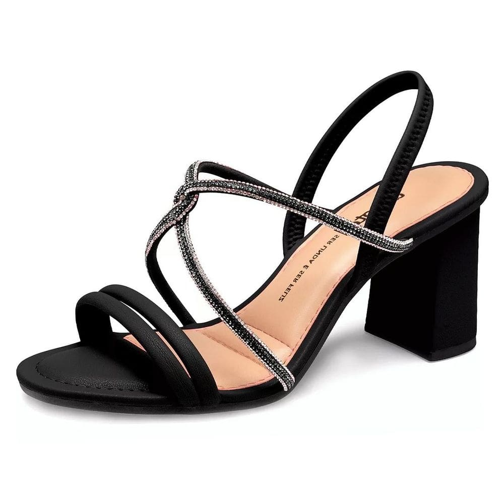 Sandalia Feminina Salto Medio Facil Calce Brilho Dakota