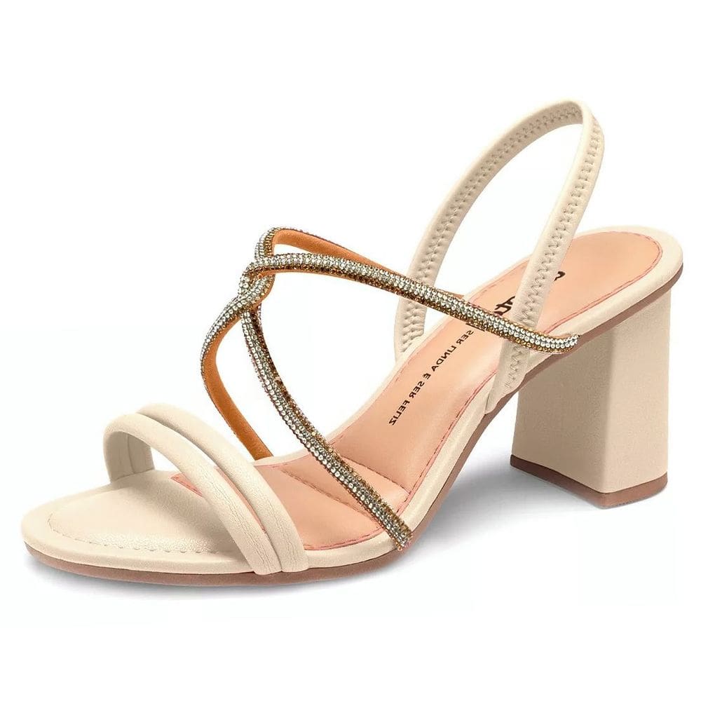 Sandalia Feminina Salto Medio Facil Calce Brilho Dakota