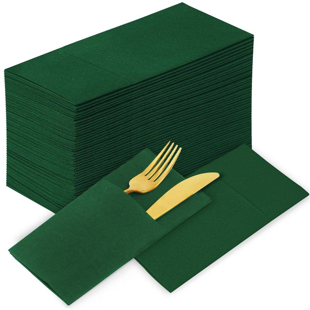 Guardanapos KAMMAK verde escuro descartáveis 16,5 x 16,5 polegadas, pacote com 100