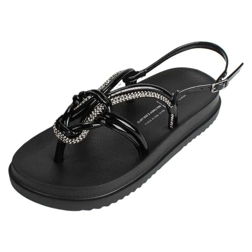 Sandália Flatform Conforto Pratico Strass Brilhante Dakota