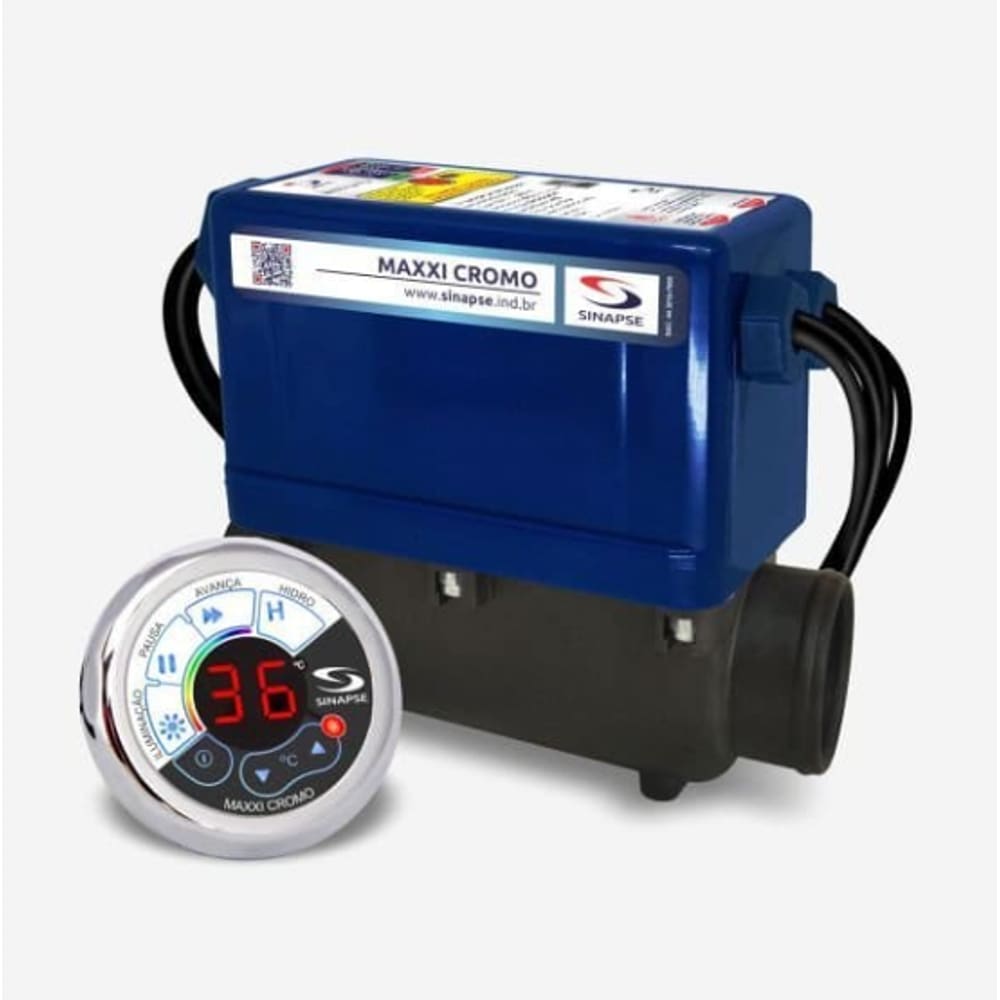 Aquecedor Sinapse Maxxi Cromo 8000w/220v com Iluminação para Banheira e Spa c/3 Spots Inox