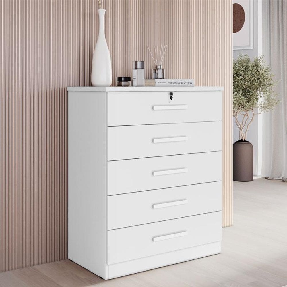 Cômoda Gaveteiro Ambiente Suiça com Chave Neve - Novo Horizonte