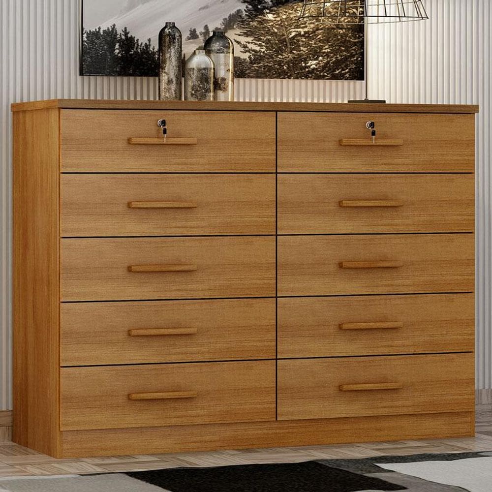 Cômoda Gaveteiro Ambiente Milão com Chave Cumaru 25 - Novo Horizonte