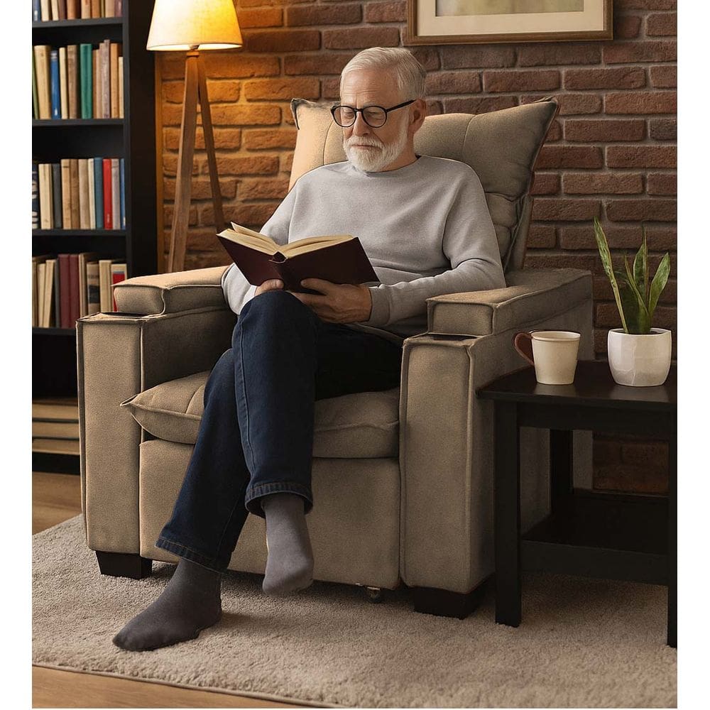 Poltrona Papai Reclinável porta Copos Pulse Carregador usb Capuccino