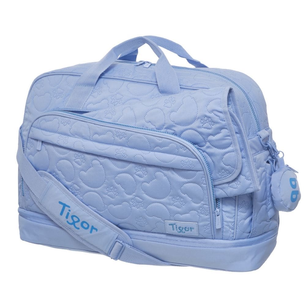 Bolsa Mala Maternidade Grande Tigor T Tigre Azul Bebê Menino Luxo Matelassê Premium Organizada