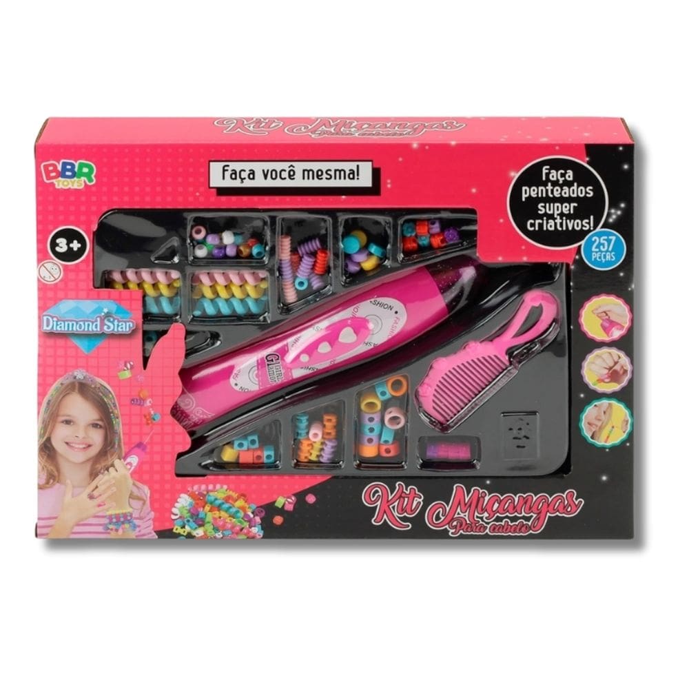 Conjunto De Micangas De Cabelo Diamond Star 257 Pcs - Bbr Toys
