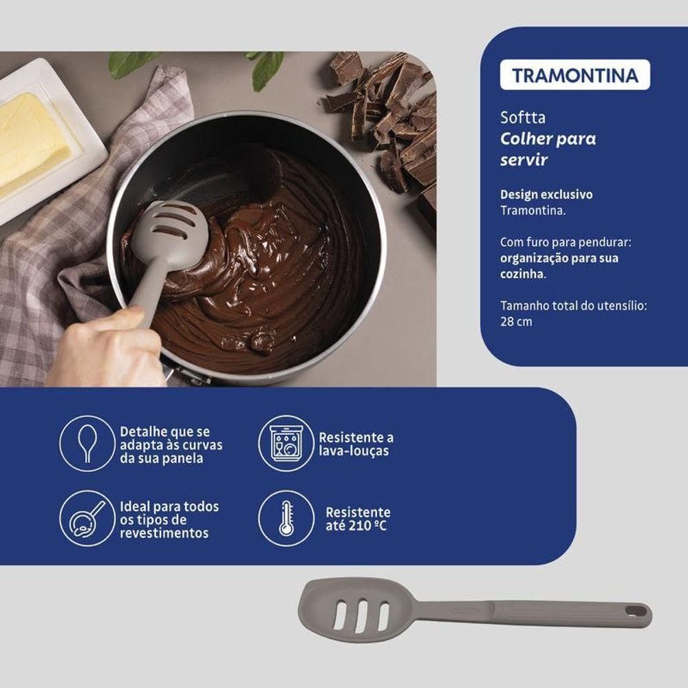 Colher Para Servir Vazade Tramontina Softta Cinza Em Silicone