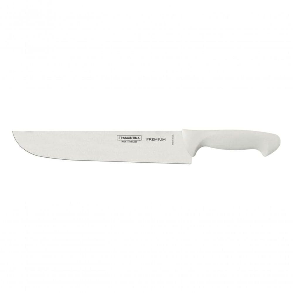 Faca Para Carne Tramontina Premium Com Lâmina De Aço Inox E Cabo De Polipropileno Branco 10”