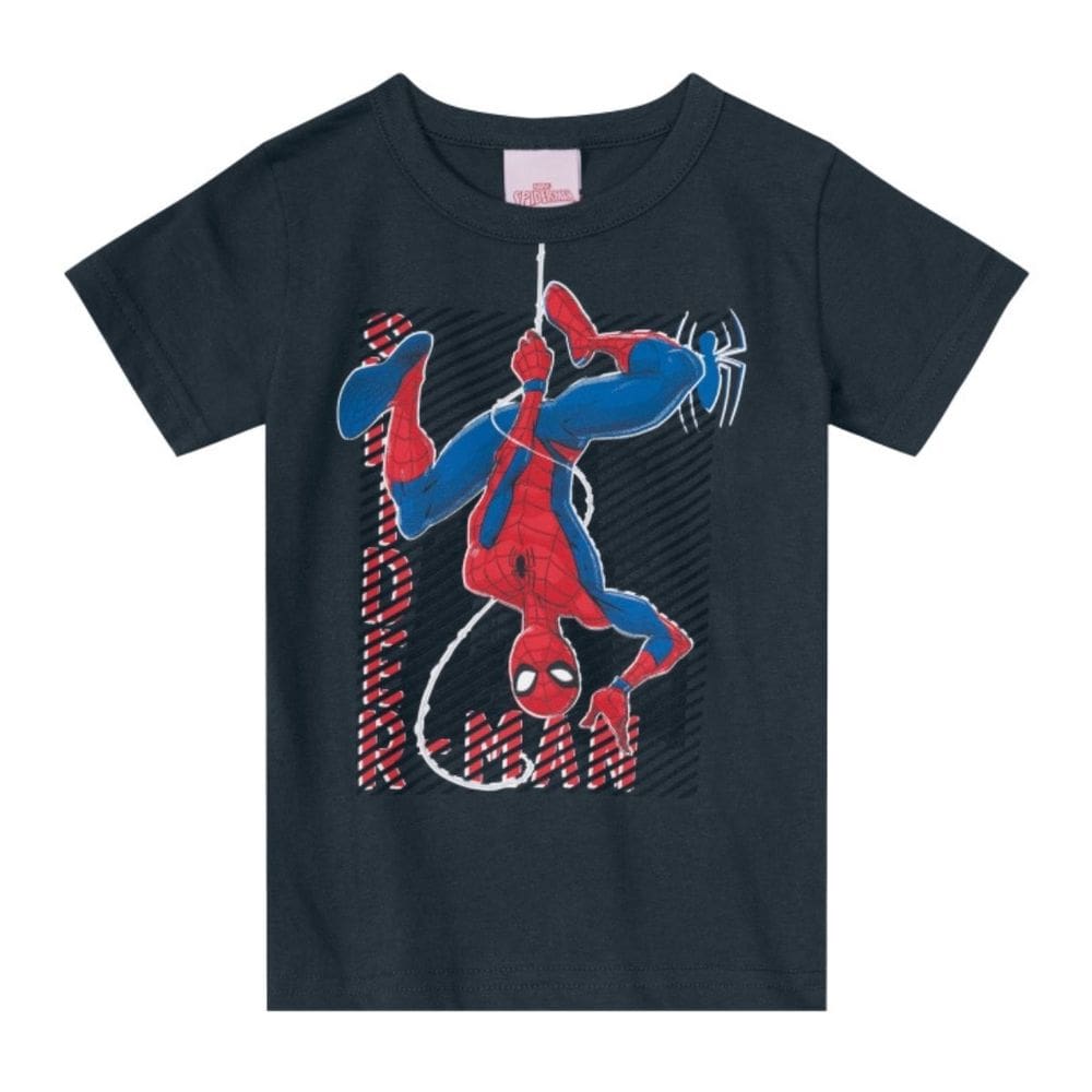 Camiseta Homem Aranha Azul Marinho Infantil Menino -Brandili