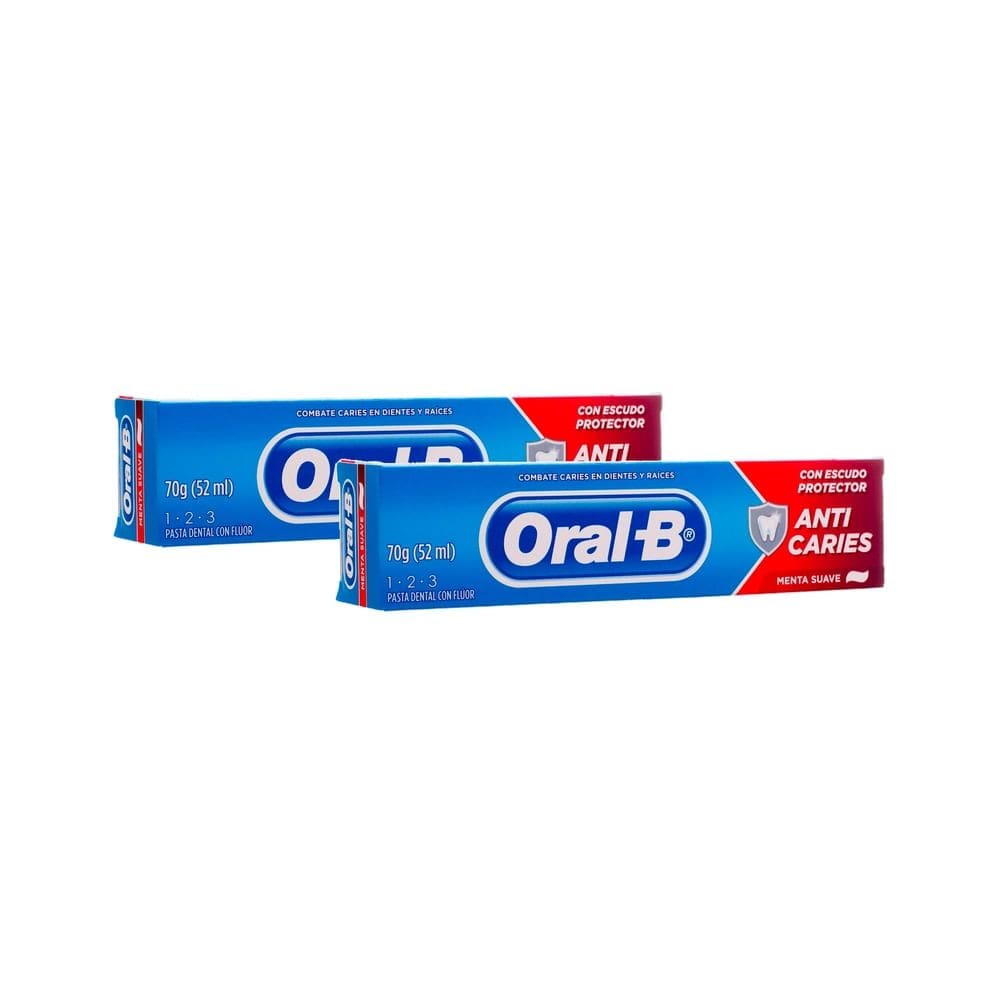 Kit 2 Creme Dental Oral-B 123 Anti Cáries Menta Suave 70g