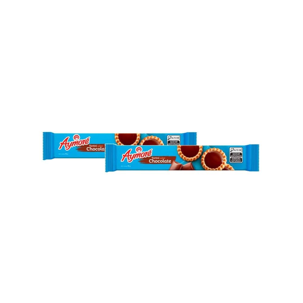 Kit 2 Biscoito Aymoré Tortini Sabor Chocolate 90g