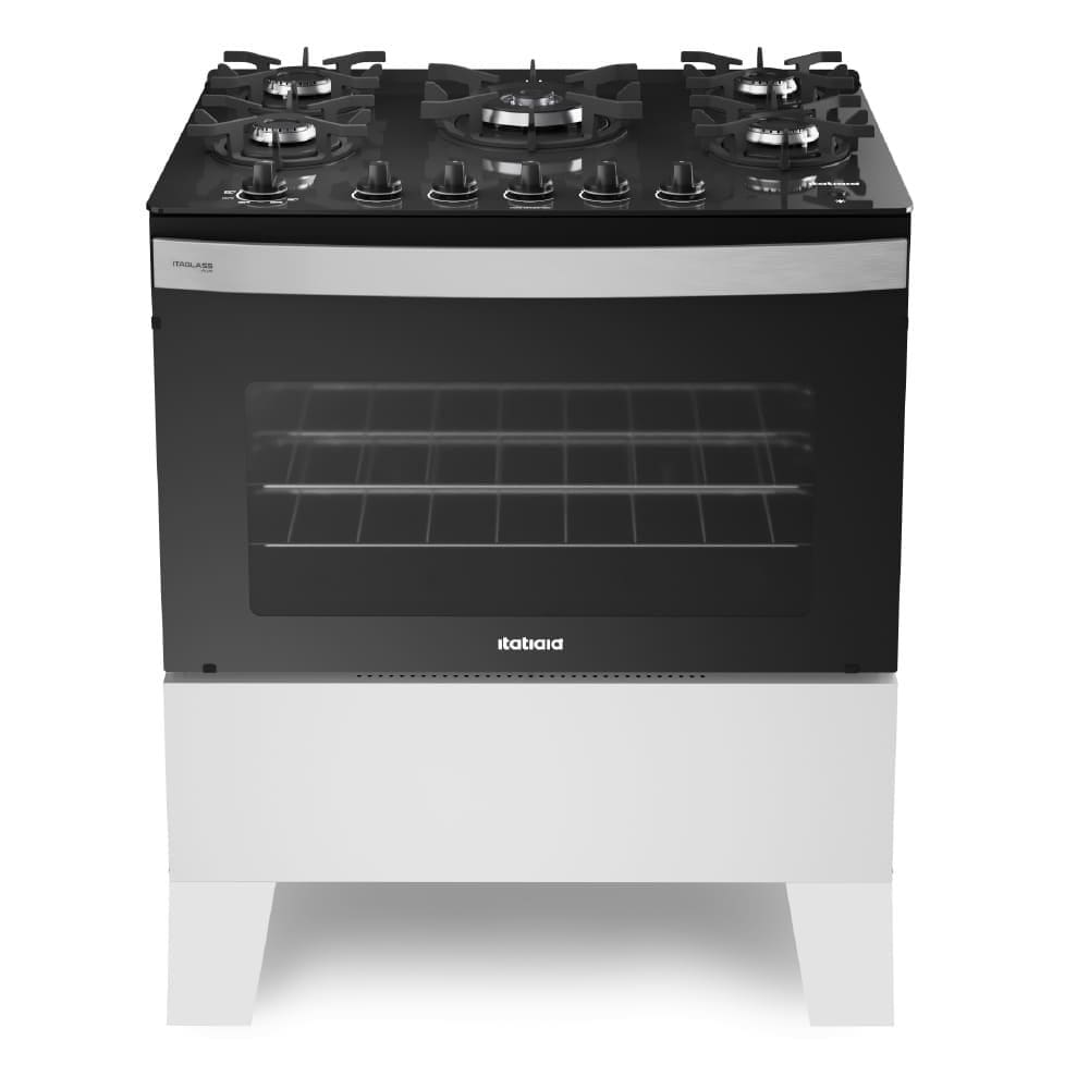 Fogão a Gás Itatiaia Electra Glass Plus 5B Branco Mesa Vidro Bivolt