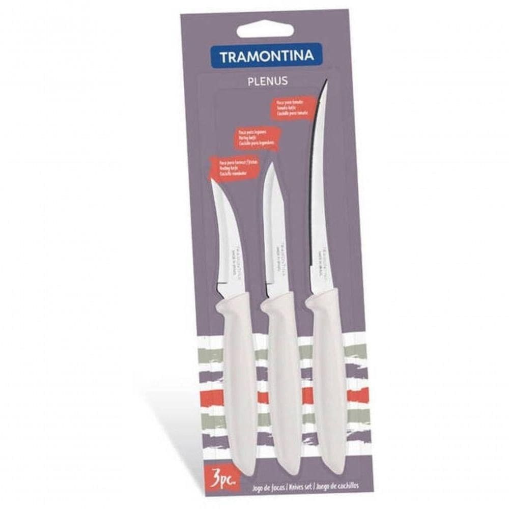 Jogo De Facas Tramontina Plenus 3 Peças Off White