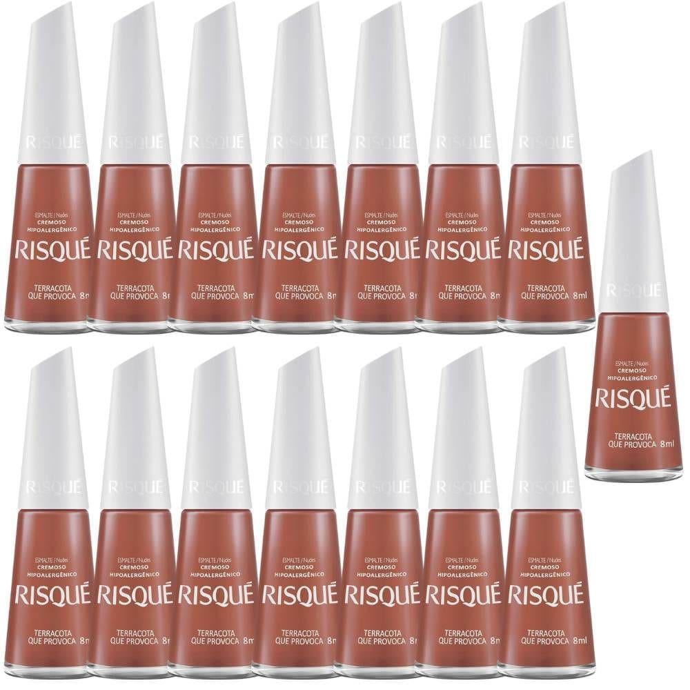Kit 15 Esmalte Risqué Cor Terracota que Provoca com 8ml