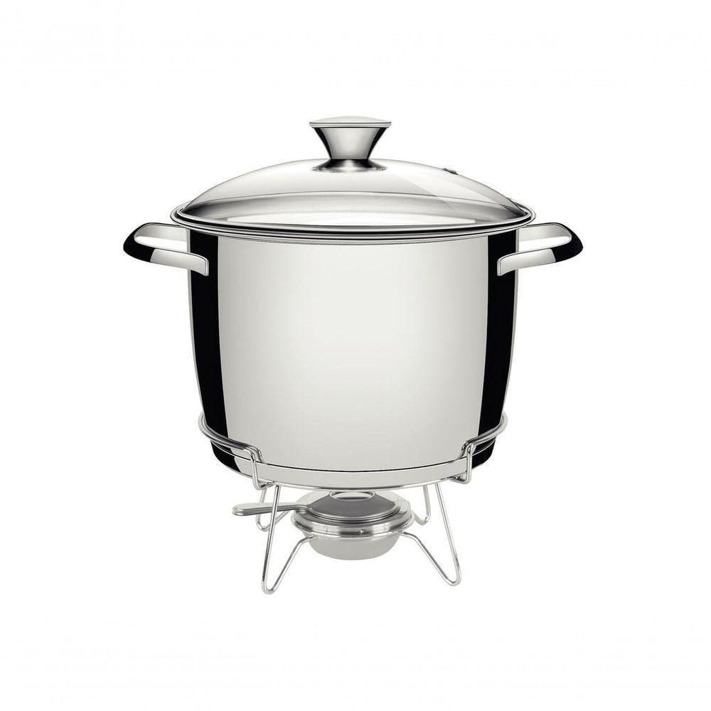 Rechaud Tramontina Allegra Em Inox Com Fogareiro E Tampa De Vidro 7,8 L
