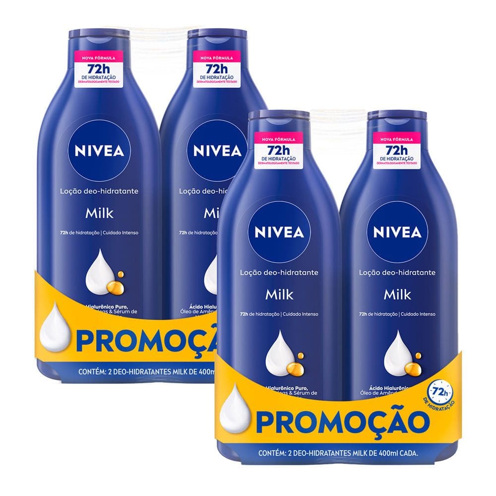 Kit 2 Loção Nivea Milk para Pele Seca a Extrasseca com 2 Unidades de 400ml cada
