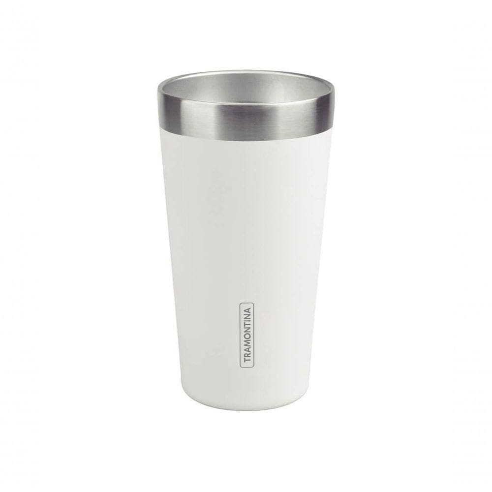 Copo Térmico Branco Em Aço Inox Tramontina Exata Sem Tampa 420ml