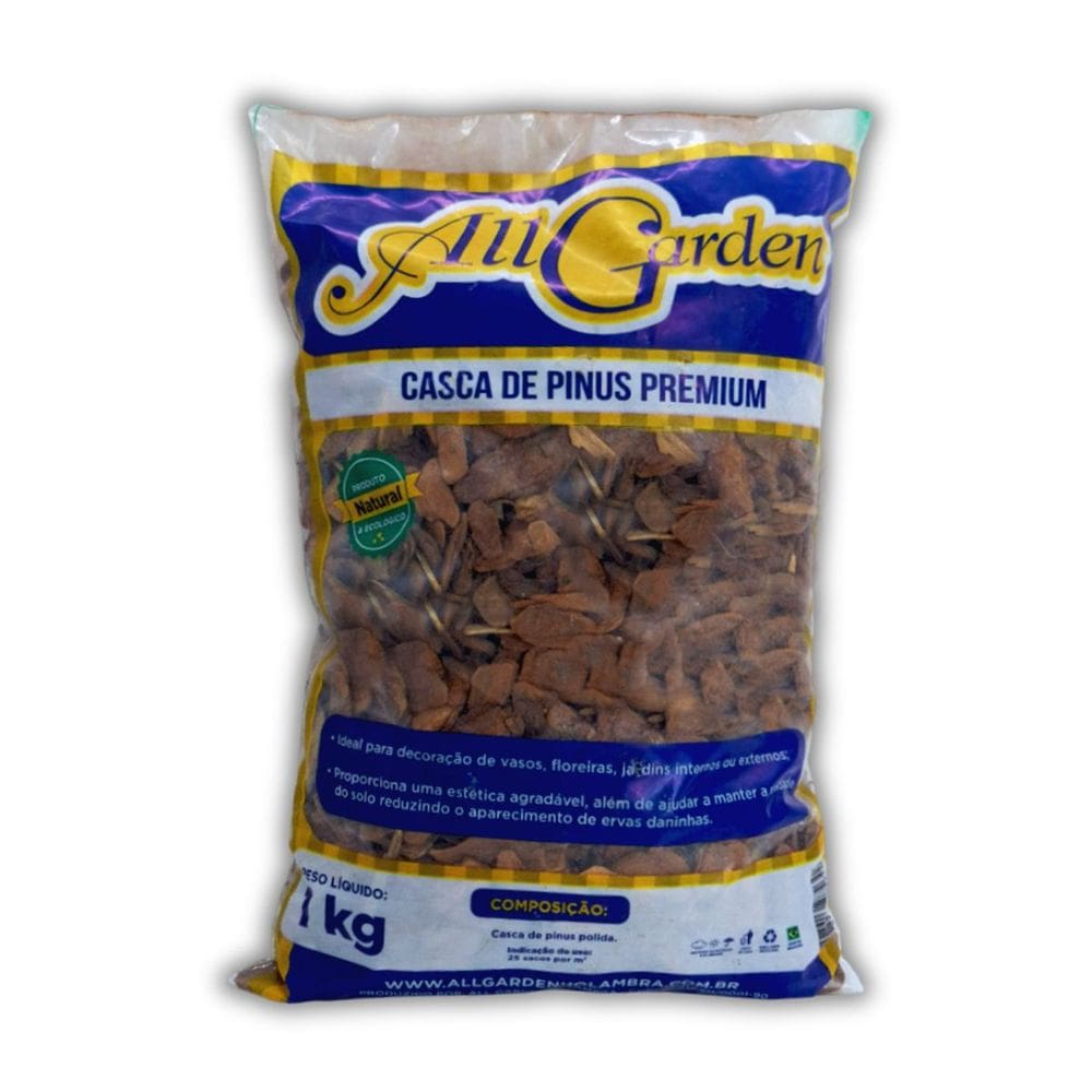 Casca de Pinus Polida Premium Natural (1kg) ALL GARDEN