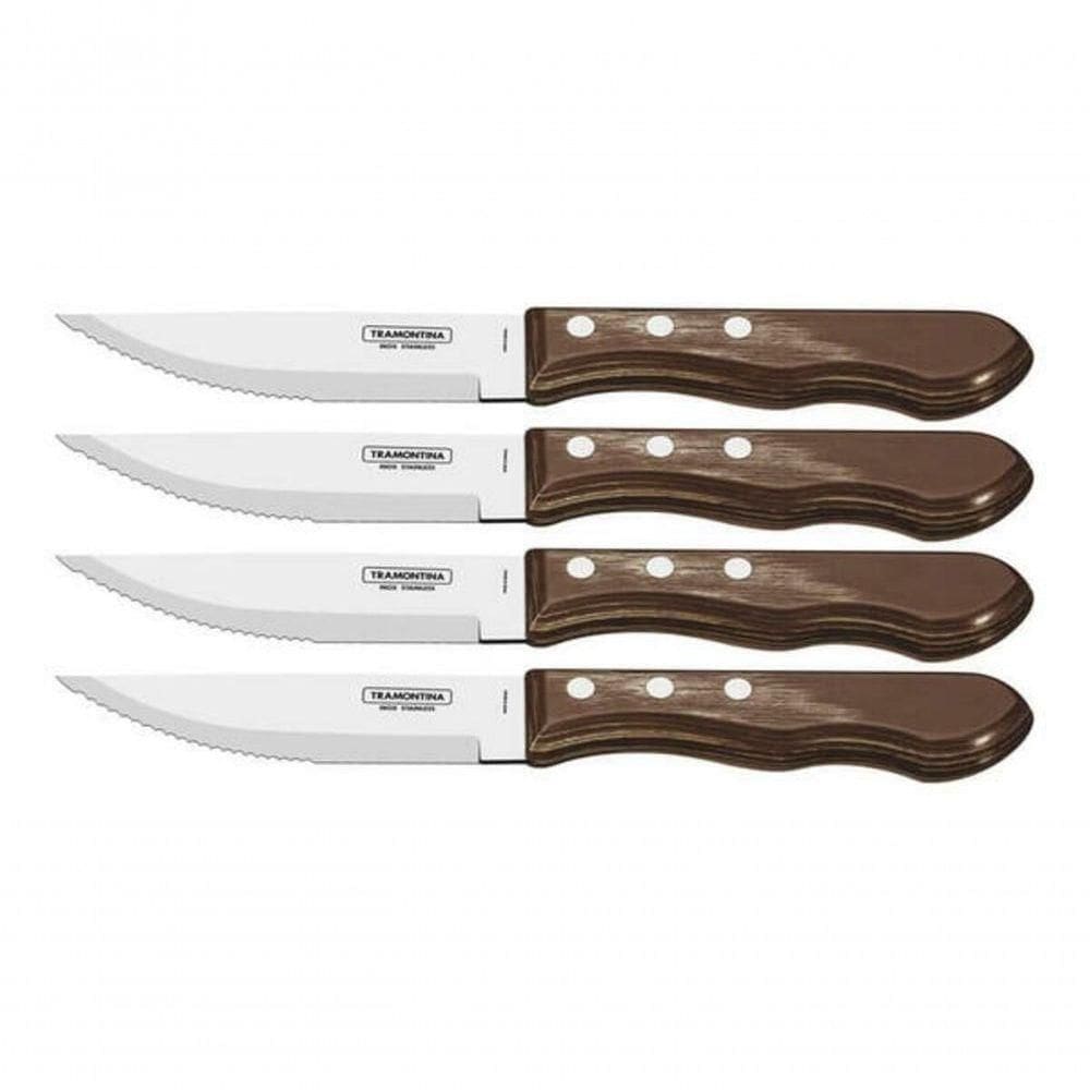 Jogo De Facas Jumbo Tramontina Polywood Castanho 4 Peças