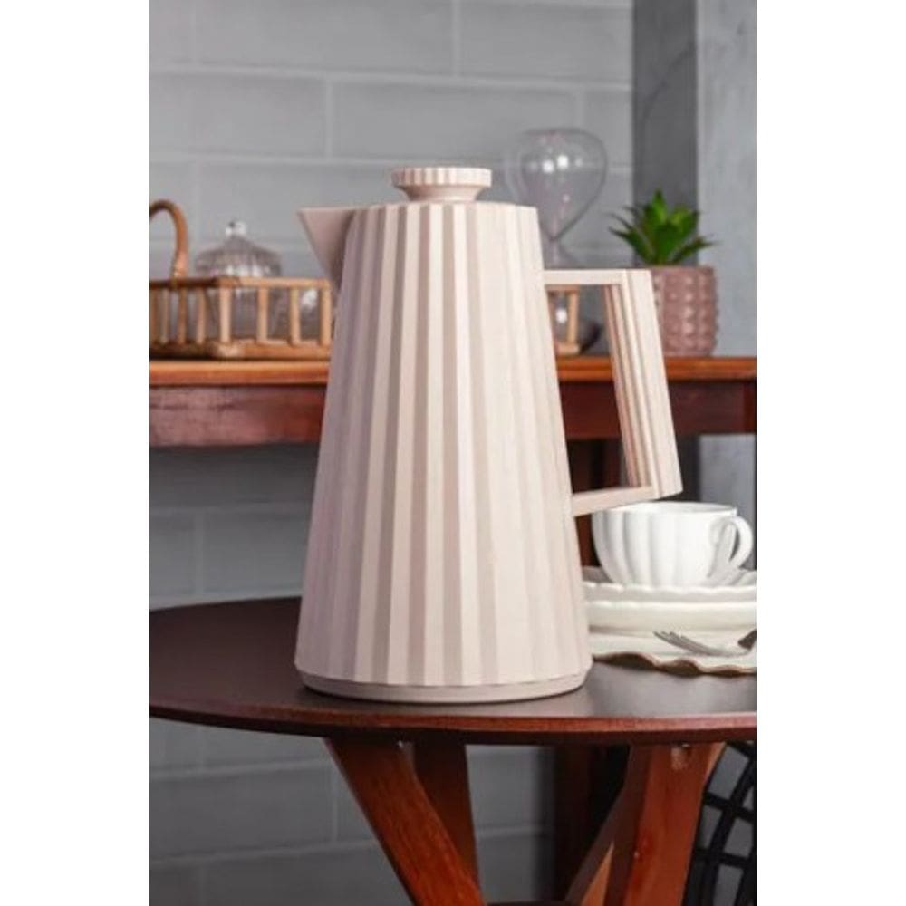 Garrafa Térmica Wolff Plissé E Plástico 1l Bege Bege