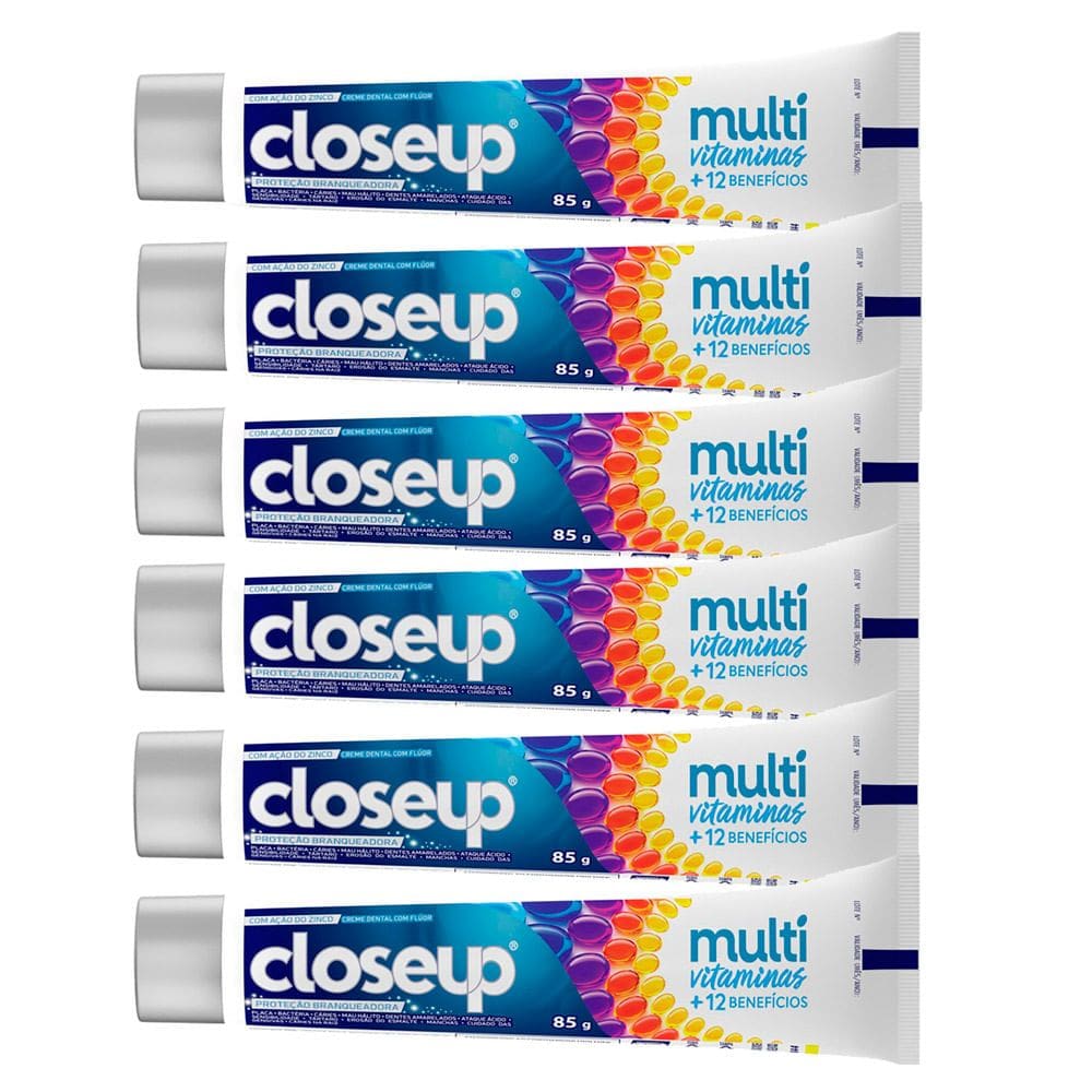 Kit 6 Creme Dental Closeup Multi Vitaminas +12 Benefícios White 85g
